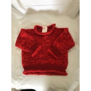 HANDMADE/KNITTED PULLOVER BABIES SWEATER, RED, 1T-2T Boy/Girl